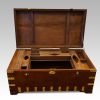 Antique brass bound campaign trunk interior