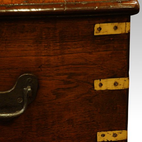Antique brass bound merchants chest brasscorners
