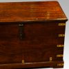 Antique brass bound merchants chest detail