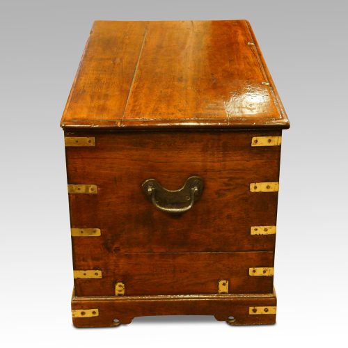 Antique brass bound merchants chest end