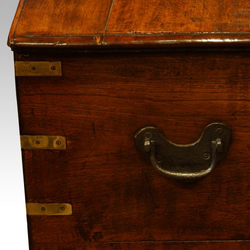 Antique brass bound merchants chest handle