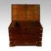 Antique brass bound merchants chest open