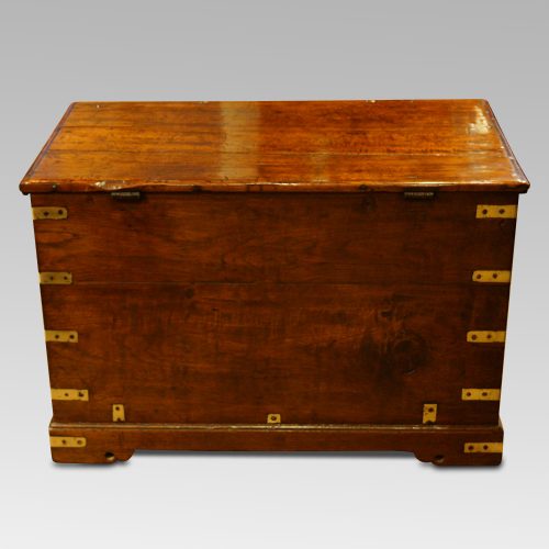 Antique brass bound merchants chest rear