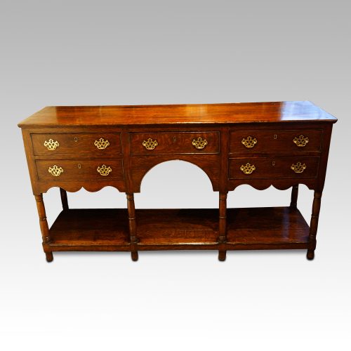 Antique oak potboard dresser base front