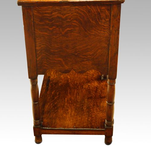 Antique oak potboard dresser base side detail