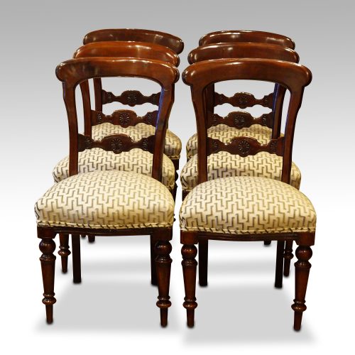 Late Victorian set of 6 mahogany dining chairs detail