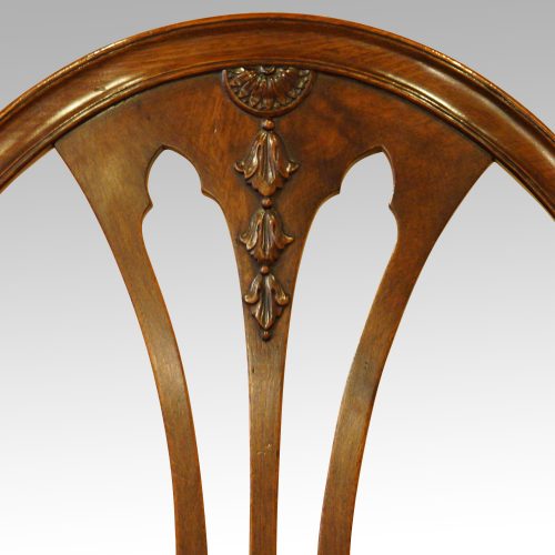 Set of 8 mahogany Adam style dining chairs carving to back
