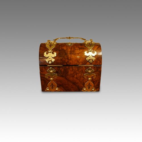 Victorian brass bound dome top casket front view