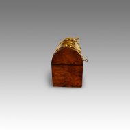 Victorian brass bound dome top casket side