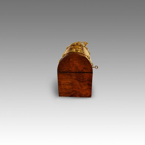 Victorian brass bound dome top casket side