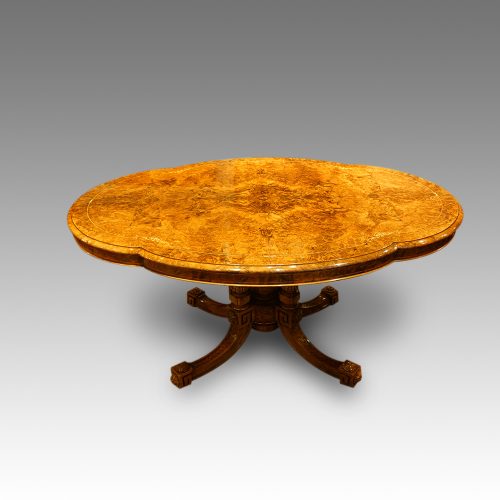 Victorian inlaid walnut shaped loo table
