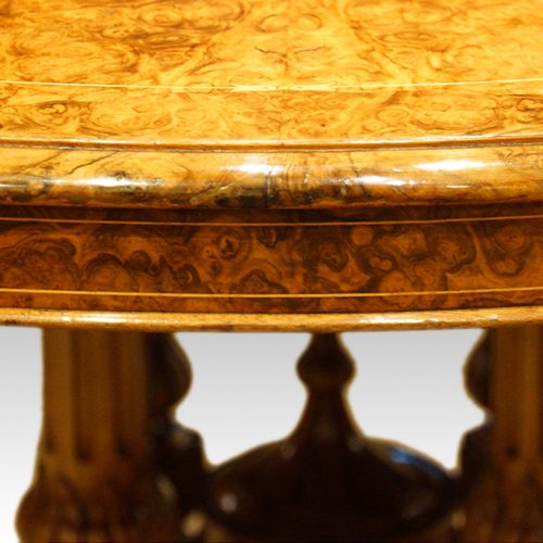 Victorian inlaid walnut shaped loo table skirt