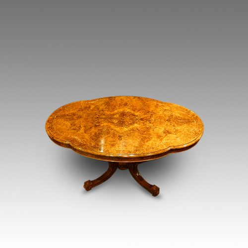 Victorian inlaid walnut shaped loo table top