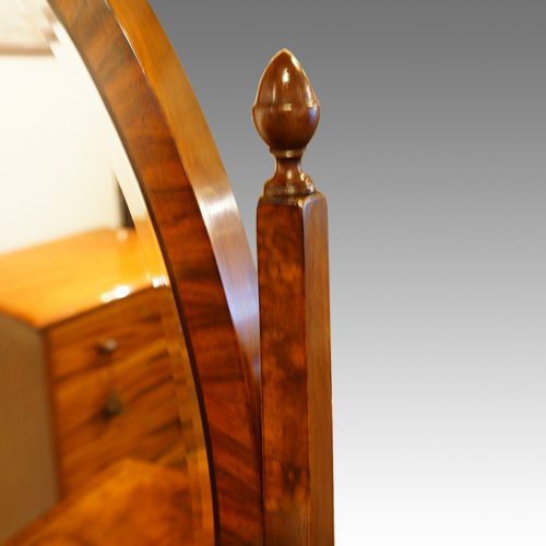 Walnut bow front dressing table finial
