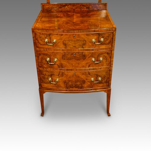 Walnut bow front dressing table front