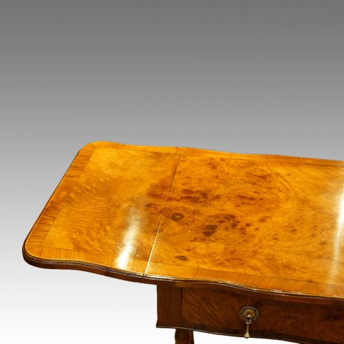 Walnut sofa table flap detail