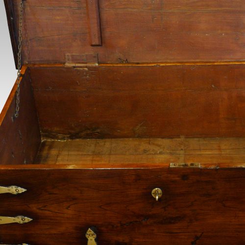 Antique Colonial teak merchants chest interior
