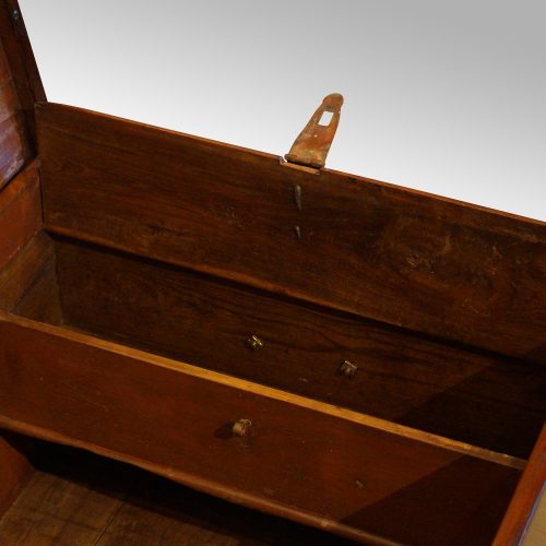 Antique Colonial teak merchants chest storage open