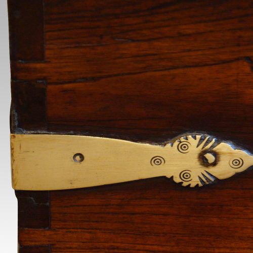 Antique Colonial teak merchants chest strap