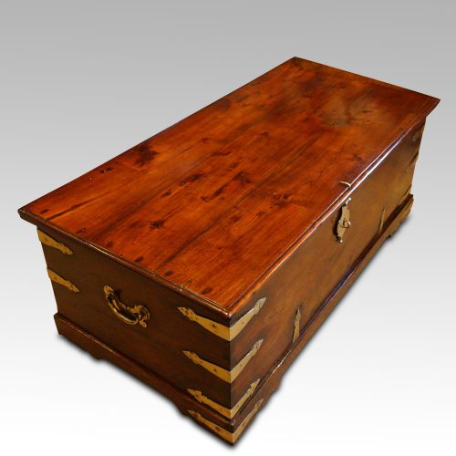 Antique Colonial teak merchants chest top