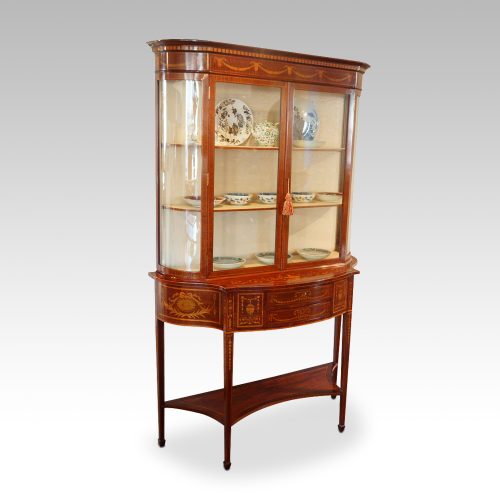 Edwardian Sheraton revival display cabinet at angle