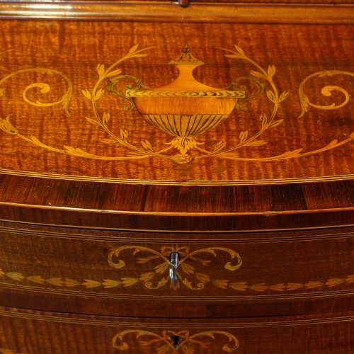 Edwardian Sheraton revival display cabinet detail inlay