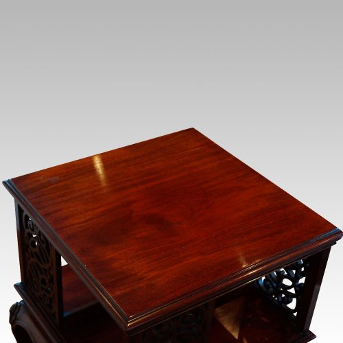Edwardian mahogany revolving bookcase top detail