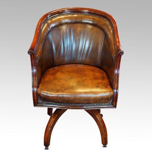 Edwardian mahogany swivel desk chair