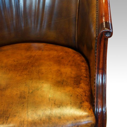 Edwardian mahogany swivel desk chair arm