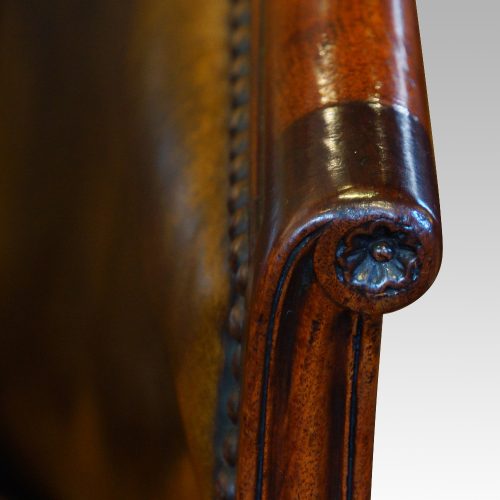 Edwardian mahogany swivel desk chair arm detail