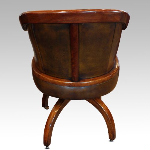 Edwardian mahogany swivel desk chair rear
