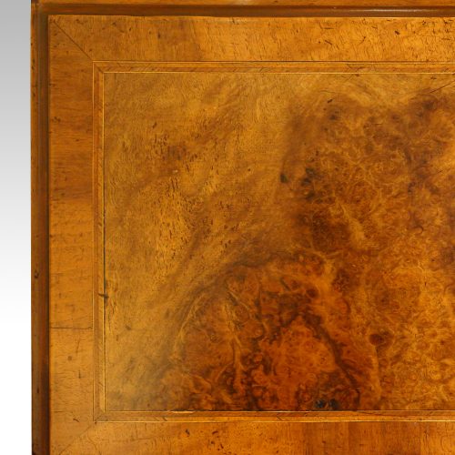 Edwardian walnut ladies bureau burr detail