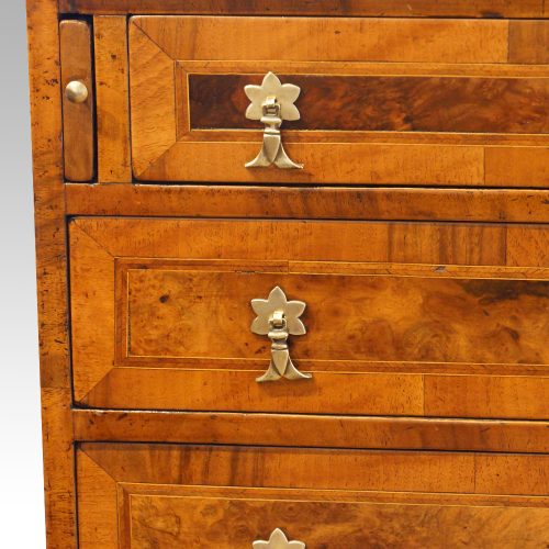 Edwardian walnut ladies bureau,drawer detail