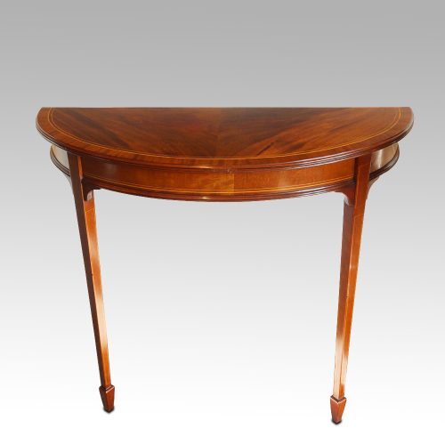 Pair Edwardian mahgany demi lune tables single