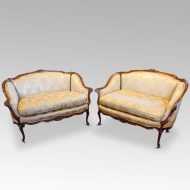 Pair of Edwardian walnut small sofas,1