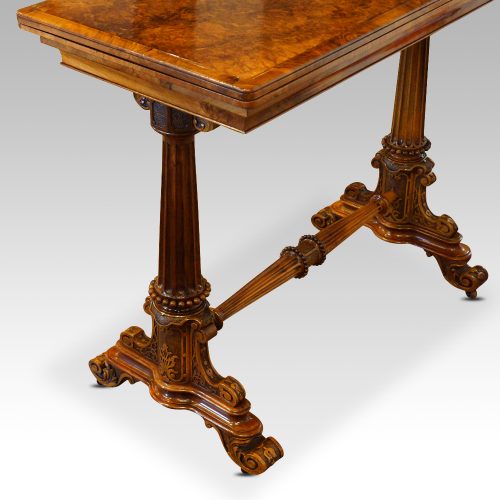 Victorian burr walnut card table end support