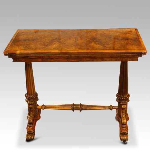 Victorian burr walnut card table front