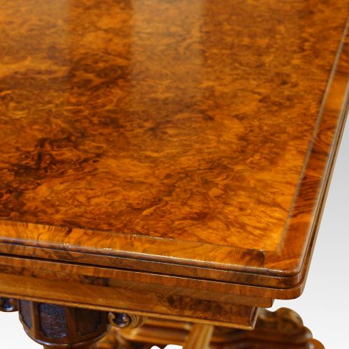 Victorian burr walnut card table moulding