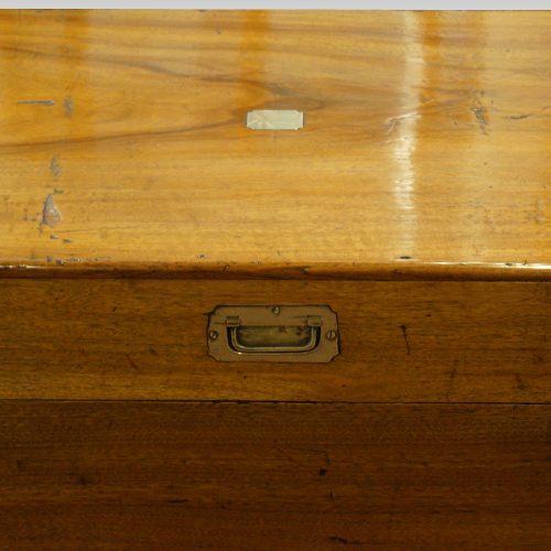 Victorian camphorwood campaign chest top detail