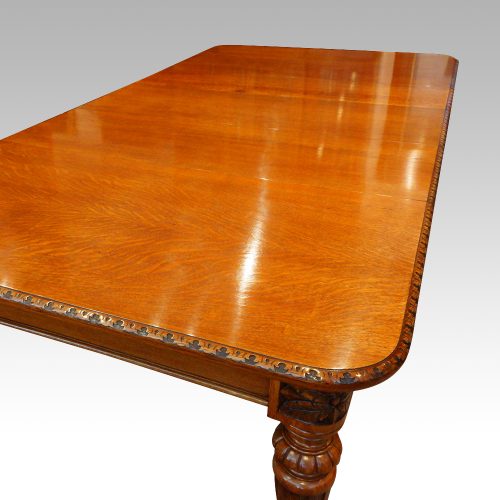 Victorian oak extending dining table length view
