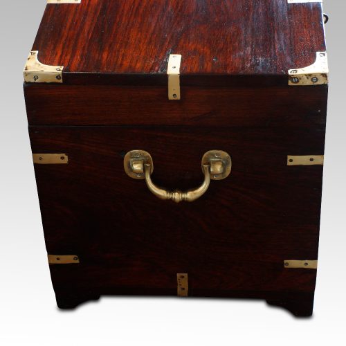 Victorian rosewood brass bound campaign chest carrying handle