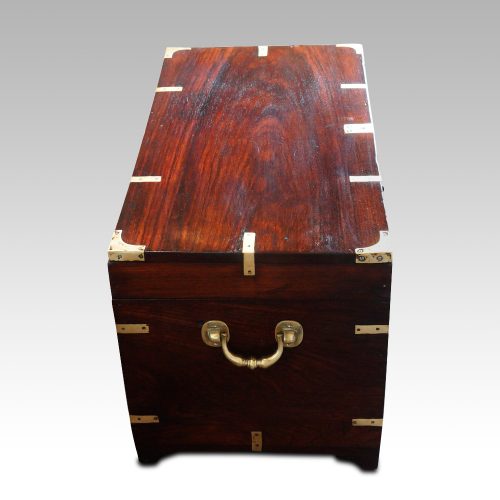 Victorian rosewood brass bound campaign chest end view