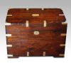 Victorian teak brass bound small campaign trunk