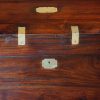 Victorian teak brass bound small campaign trunk lock