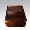 Victorian teak brass bound small campaign trunk open