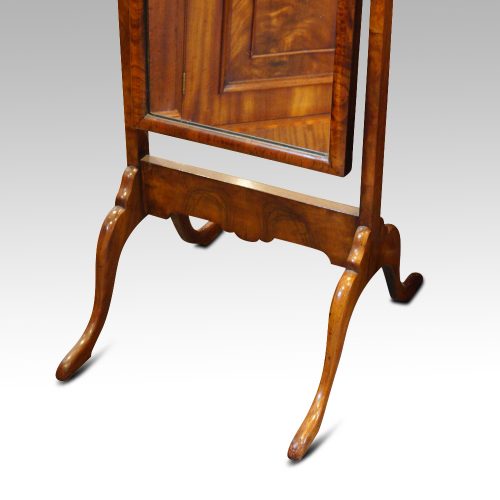 Walnut cheval mirror C.1920 feet