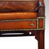 Edwardian mahogany camel back sofa brass panel