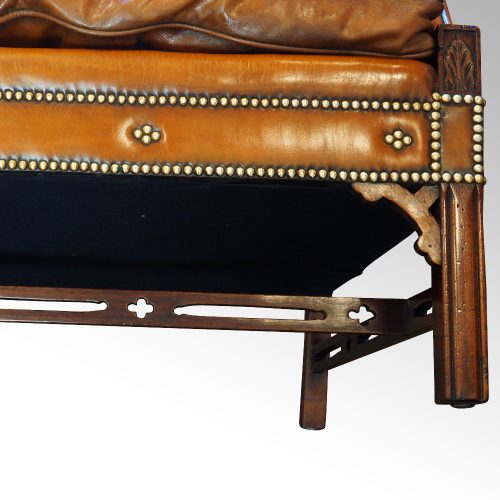 Edwardian mahogany camel back sofa stud detail
