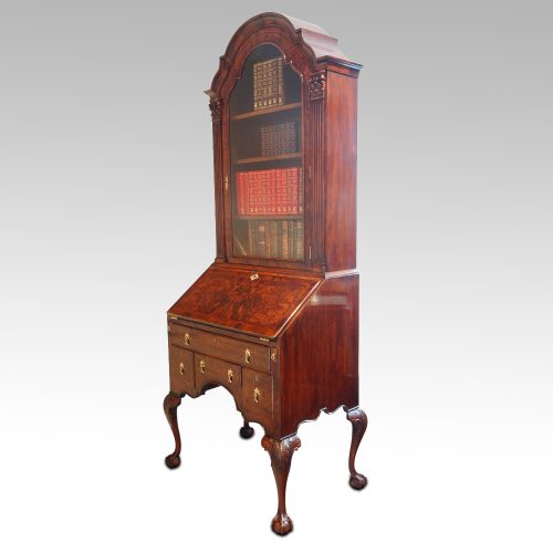 Georgian stlye walnut bureau bookcase at angle