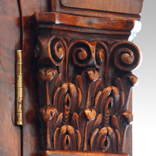 Georgian stlye walnut bureau bookcase carving detail
